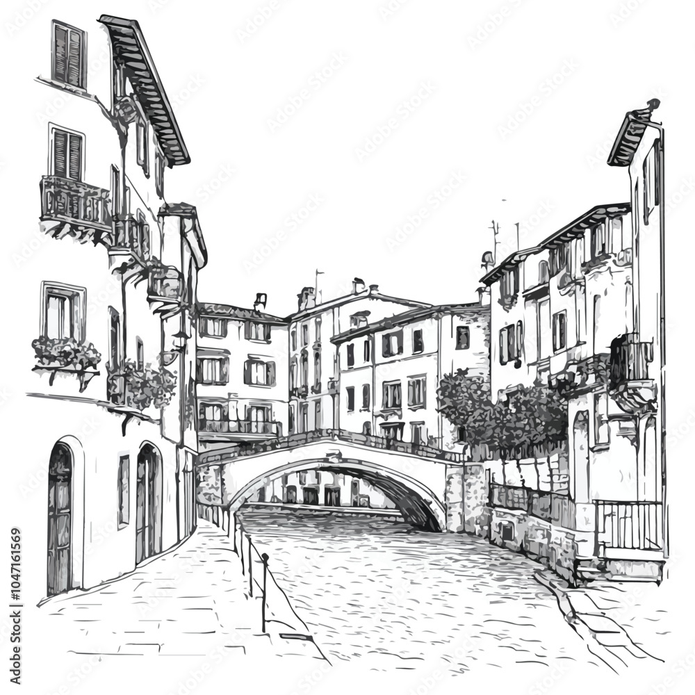 Naklejka premium Historic Old Center in Bassano del Grappa Vicenza Province