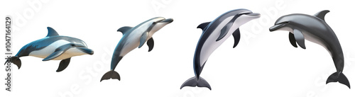 Wallpaper Mural Isolated dolphin on white backdrop, showcasing its sleek form and unique features, emphasizing marine mammal characteristics. Torontodigital.ca
