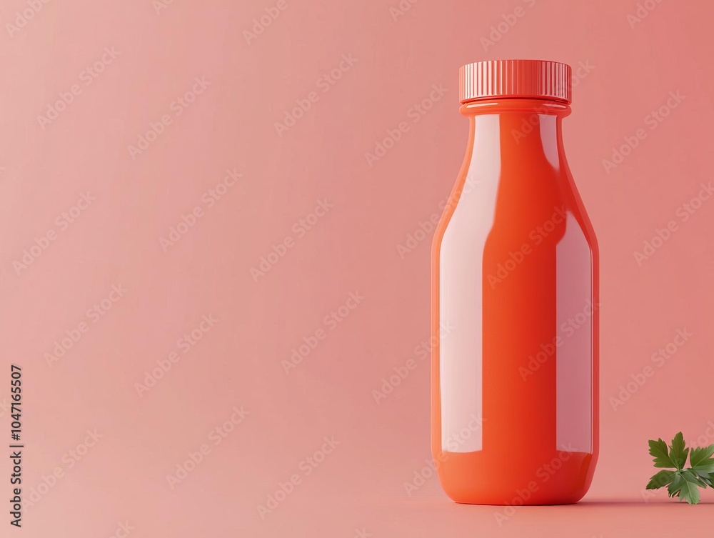 Minimalist 3D render of a blank ketchup bottle, smooth curves, isolated on neutral background for versatile branding mockups Minimalist 3D render of a blank ketchup bottle, smooth curves, isolated on neutral background for versatile branding mockups