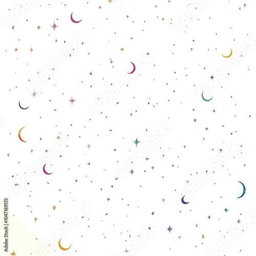Seamless Gradient Sky with Stars and Crescents Background
