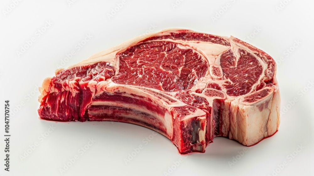 Raw Beef Rib Steak with Bone on White Background Raw Beef Rib Steak with Bone on White Background