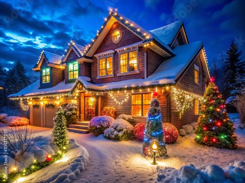 Stunning House Decorated with C9 Christmas Lights for Festive Holiday Vibes photo