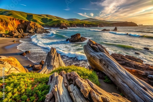 Stunning Macro Photography of Beachwood at Bodega Bay, Northern California's Rugged Coastline photo