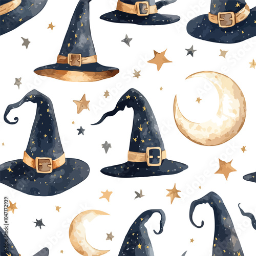 Enchanting Seamless Magical Illustration Witches Various Poses