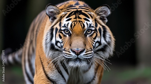 Majestic Tiger Walking in Zoo Enclosure