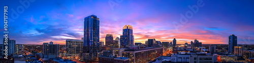 Manhattan Skyline at Sunset: A breathtaking view of the iconic Manhattan skyline at sunset, showcasing the vibrant city lights and the majestic skyscrapers against a colorful sky.