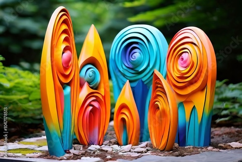 vibrant garden sculptures photo