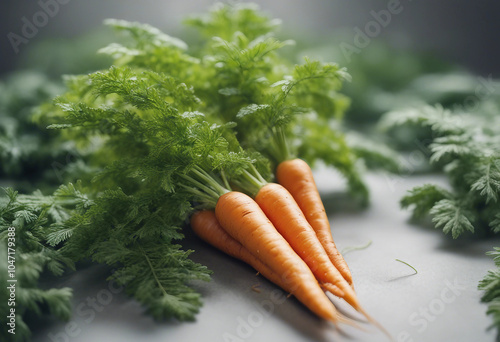 Carrot top halm leaves isolated on white background full depth of field