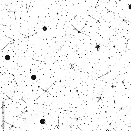 Seamless Starry Cosmos with Stars and Constellations Background