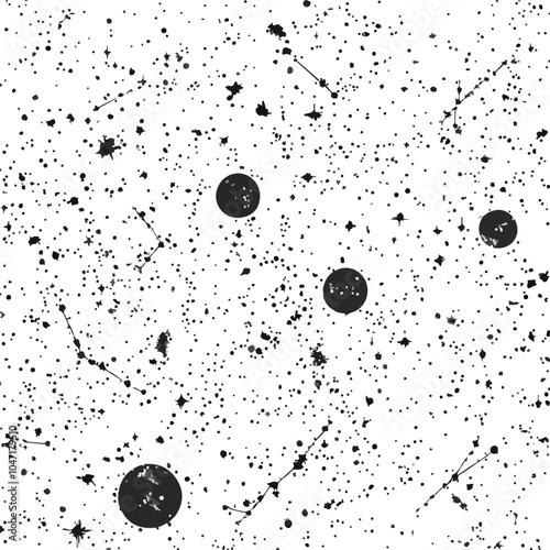 Seamless Starry Cosmos with Stars and Constellations Background