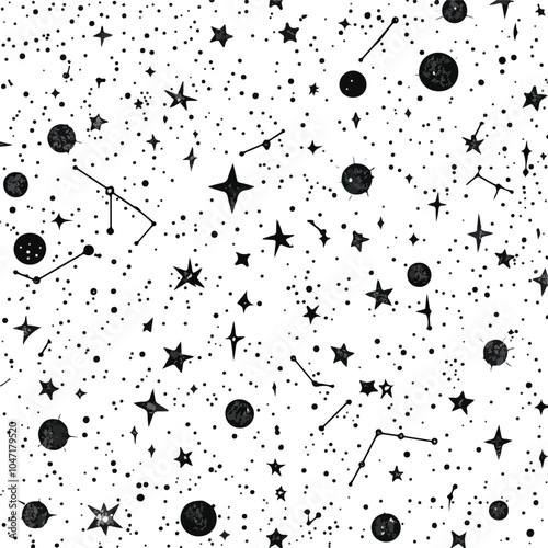 Seamless Starry Cosmos with Stars and Constellations Background
