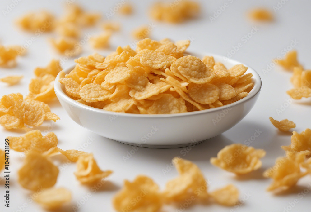 Corn Flakes isolated on white background full depth of field Corn Flakes isolated on white background full depth of field