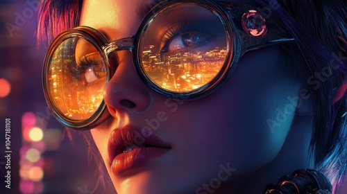 frau, sonnenbrille, disco, balls, kugel, neu, close up, future, dusk, farbe, model, hairs, friseur, schÃ¶nheit, glas, haar, gesicht, leitbild, make-up, kosmetik, futuristisch, luxus, photo, art, cybe photo