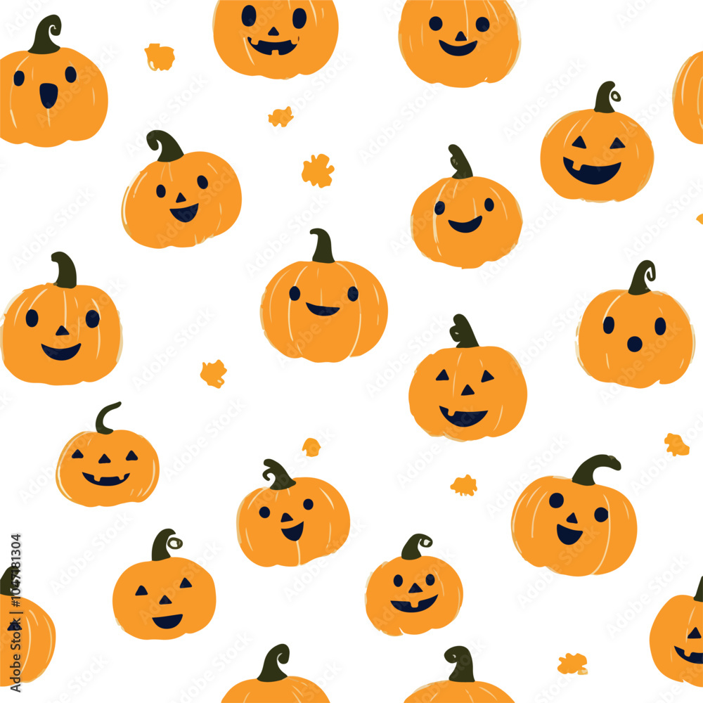 Fototapeta premium Spooky Halloween Pattern with Adorable Pumpkin Vector Design