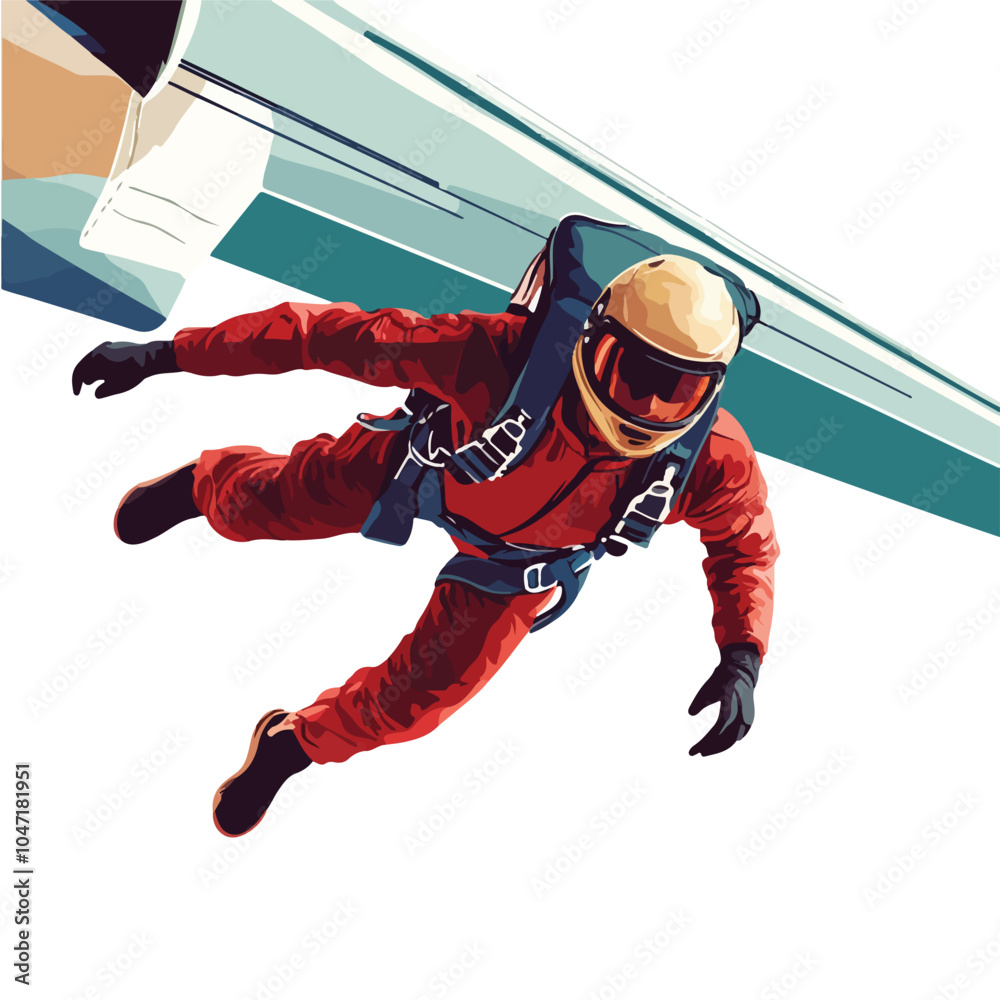 Obraz premium Skydiver Jumping from Plane Concept Vector Illustration