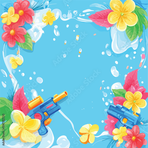 Celebrate Songkran Festival with Colorful Water Gun and Thai Message - Joyful and Fun Tradition Image