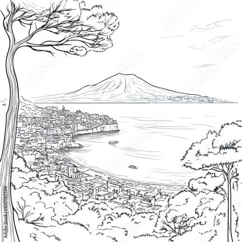 Sorrento Italy Europe Above View Vesuvio Volcano