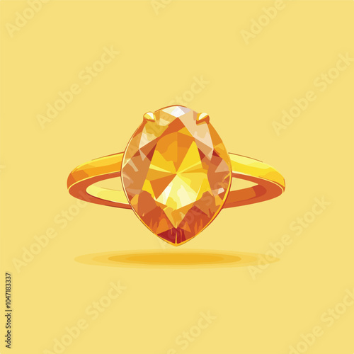 Elegant Stone Ring on Vibrant Yellow Background - Vector Illustration