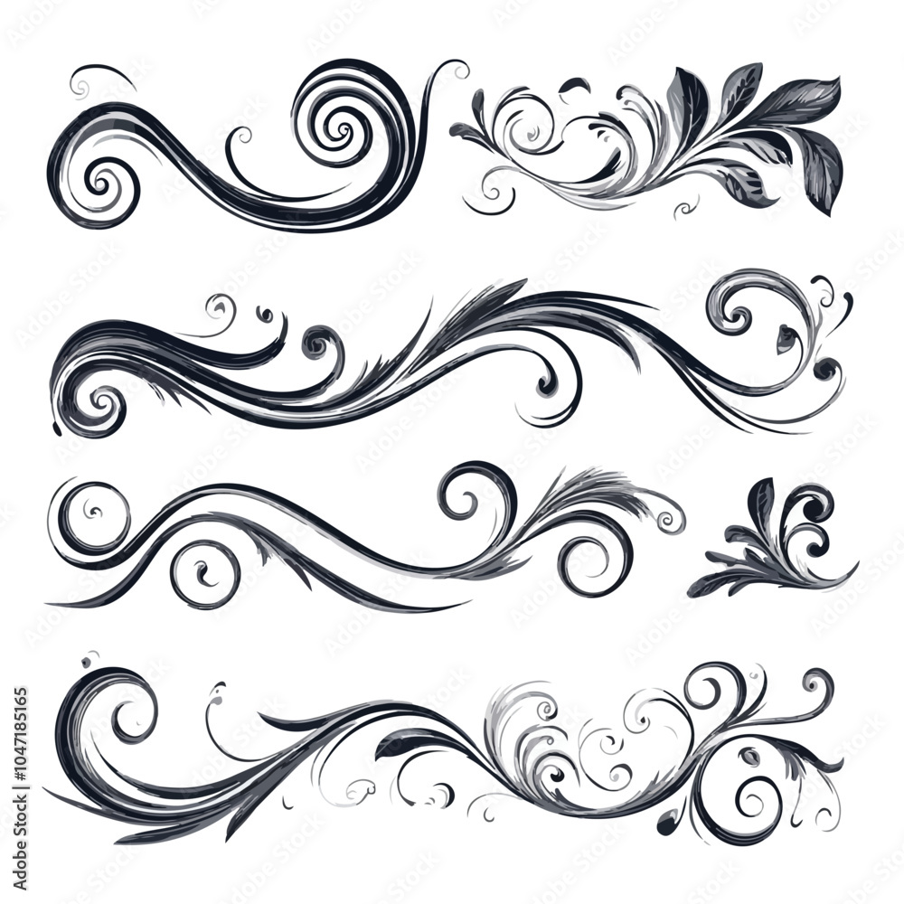 Fototapeta premium Elegant Swirl Ornament Stroke for Creative Designs