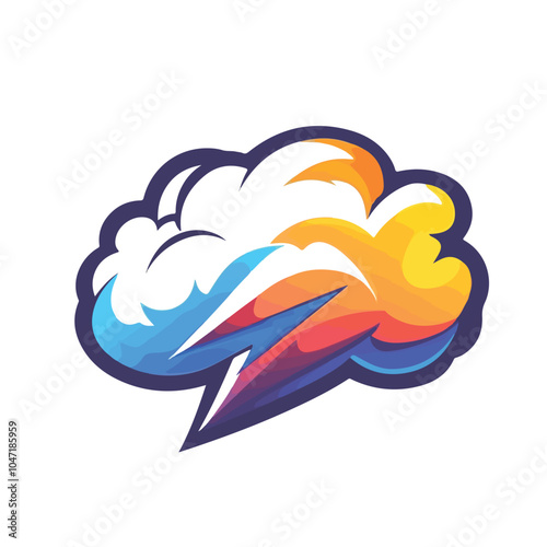 Bold Thunder Cloud Vector Logo Design Template for Graphic Projects