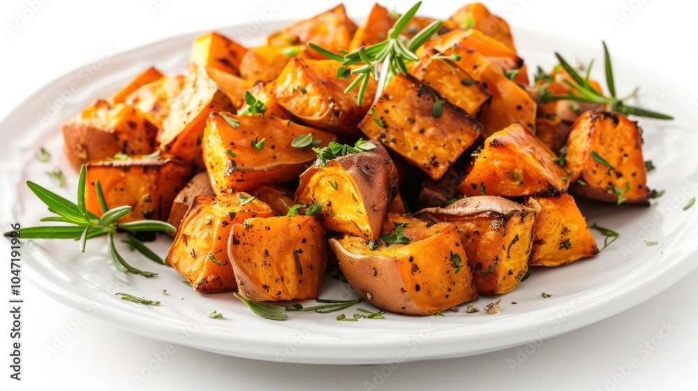 Roasted Sweet Potato Cubes with Rosemary and Thyme Roasted Sweet Potato Cubes with Rosemary and Thyme