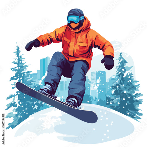 Winter Sport Every Day Vector Poster in City