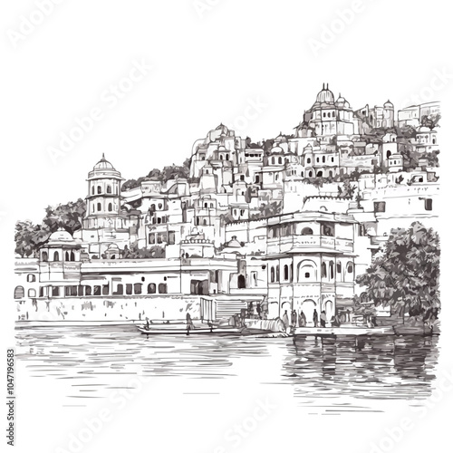 Stunning View of Hindu Temple in Udaipur, Rajasthan, India