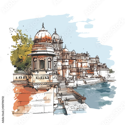 Stunning View of Hindu Temple in Udaipur, Rajasthan, India