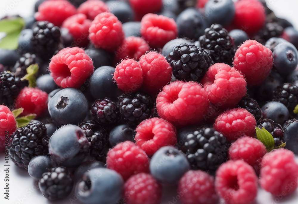 Wild Berries mix raspberry blueberry blackberry isolated on white background full depth of field Wild Berries mix raspberry blueberry blackberry isolated on white background full depth of field