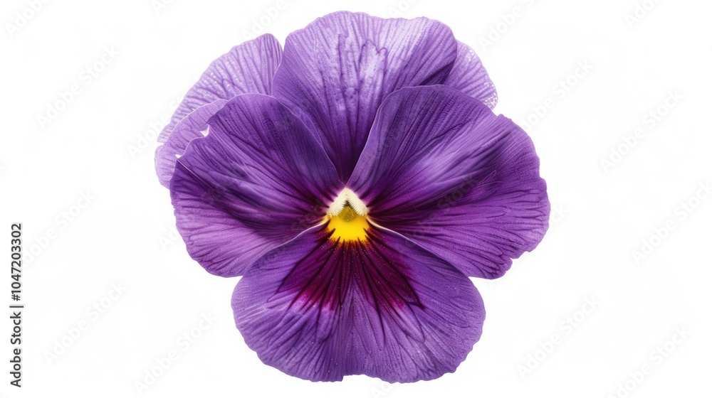 A Single Purple Pansy Flower with Yellow Center A Single Purple Pansy Flower with Yellow Center