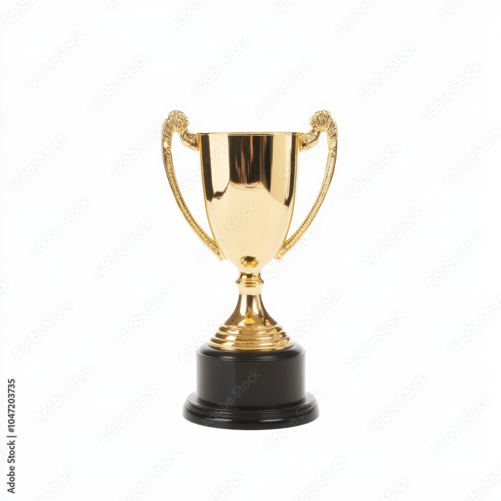 Shiny golden trophy on black base Shiny golden trophy on black base