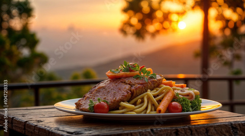 grilled meat with vegetables