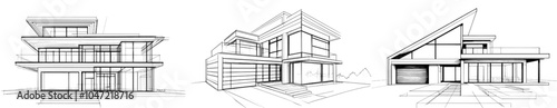 3D illustration of a house building sketch