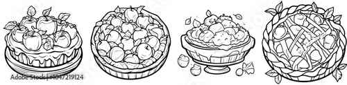 Modern Illustration Hand Drawn Dessert Cartoon Art of Pie