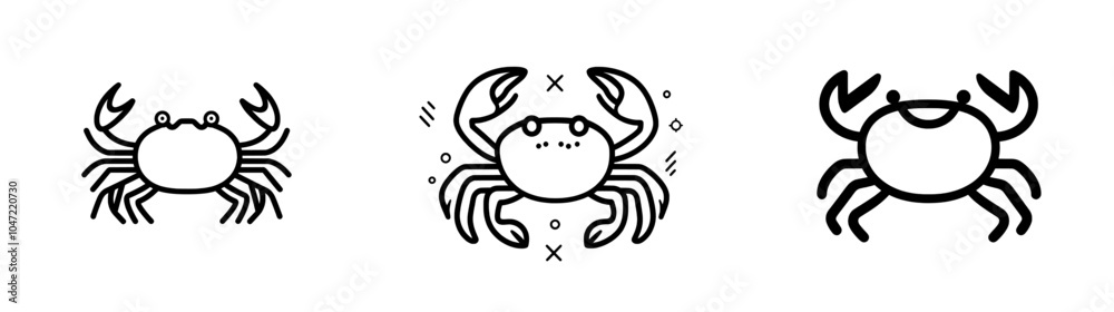 Seafood or ocean themed crab with large claws, useful for representing seafood Seafood or ocean themed crab with large claws, useful for representing seafood