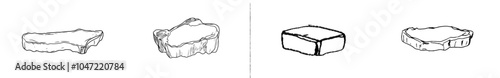 On a white background, there is a continuous line drawing of veal, pork, beef, veal steak grill bbq concept in silhouette.