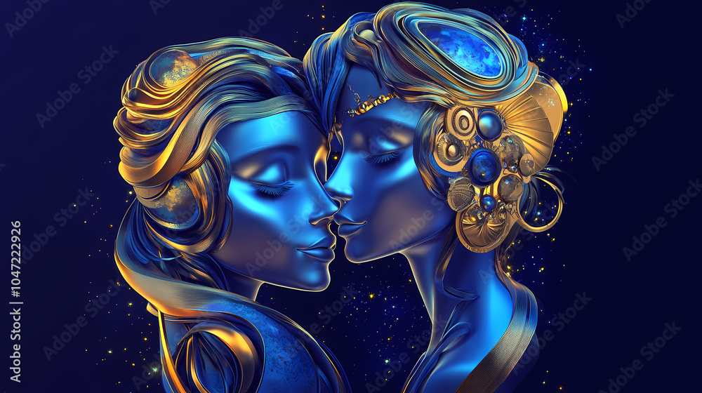GEMINI zodiac 3d vector image GEMINI zodiac 3d vector image