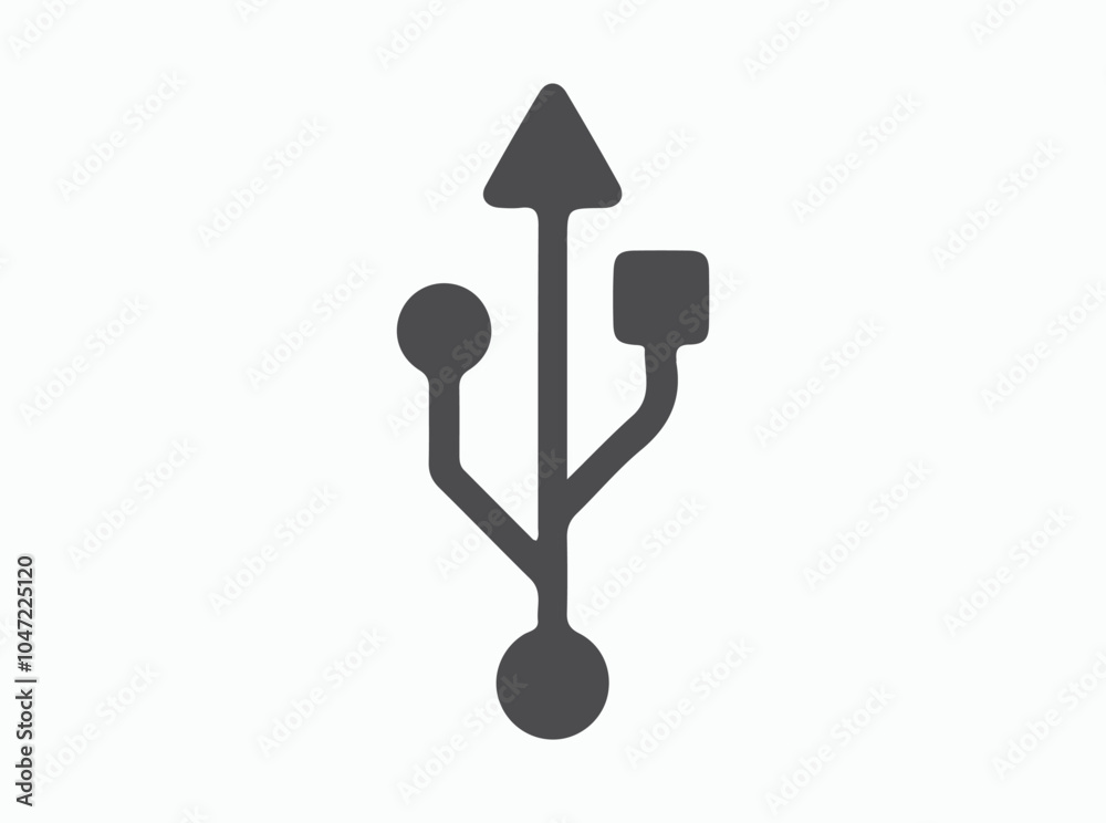 USB vector icon with a white background, for logos, templates and web illustrations. USB vector icon with a white background, for logos, templates and web illustrations.