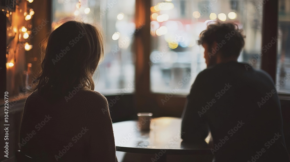 A person secretly meeting someone else in a dimly lit cafe, while nervously looking around, indicating fear of being caught, A person secretly meeting someone else in a dimly lit cafe, while nervously looking around, indicating fear of being caught,