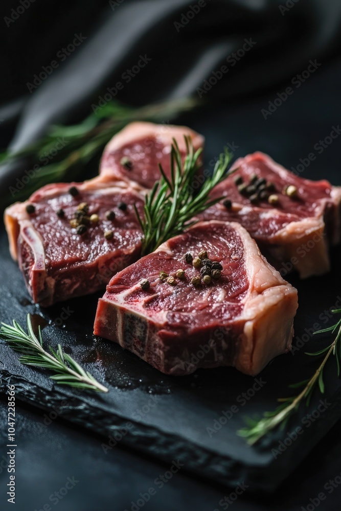 Obraz premium Fresh meat and herbs, perfect for cooking