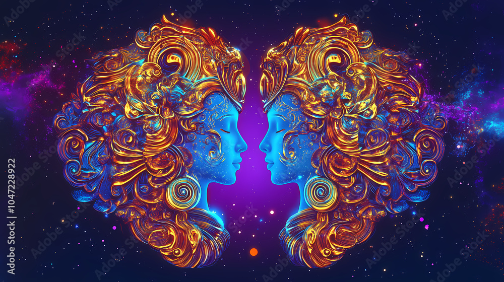 GEMINI zodiac 3d vector image GEMINI zodiac 3d vector image