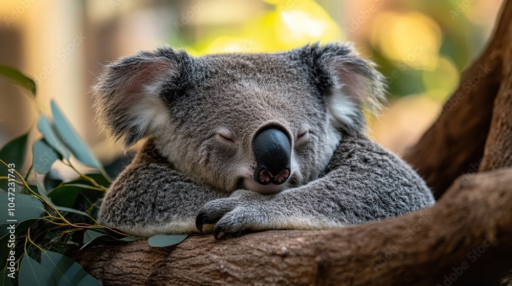 Fototapeta premium Koalas Sleeping Peacefully in Their Trees at the Zoo