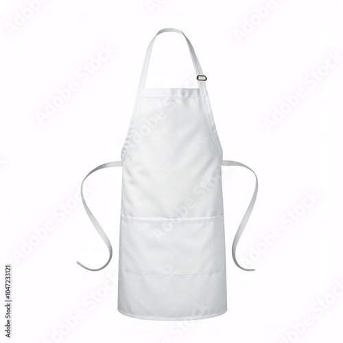 white plain apron with pocket isolated on white background
