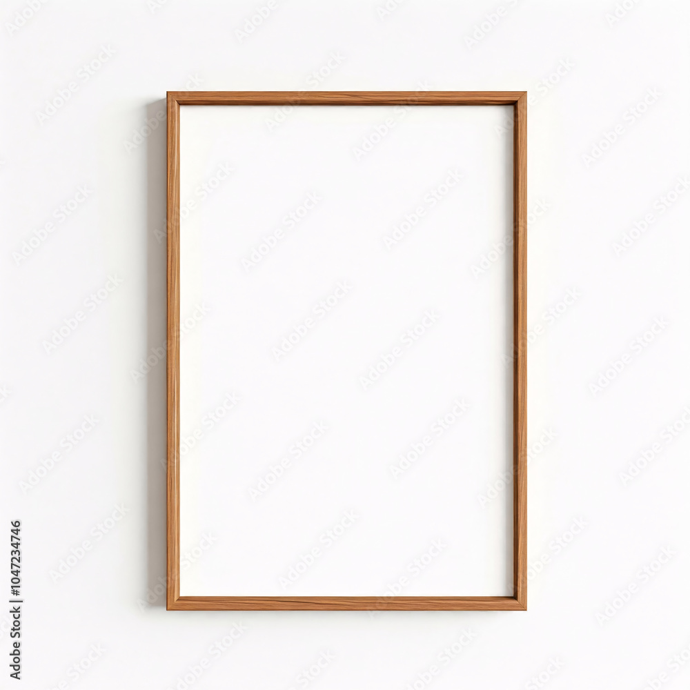 Fototapeta premium wooden frame mockup on white wall for interior design