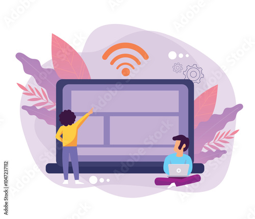 Business professionals utilizing laptops and smartphones connected to WiFi. This WiFi technology facilitates communication and data exchange