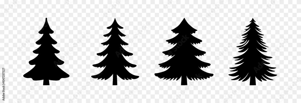 Set of vector silhouettes of Christmas trees PNG. Christmas tree, pine, overlay texture. Set of vector silhouettes of Christmas trees PNG. Christmas tree, pine, overlay texture.