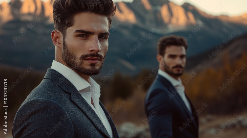 Two individuals standing side by side, possibly friends or colleagues Two individuals standing side by side, possibly friends or colleagues