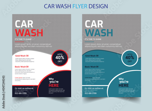 Professional car wash service layout, vehicle washing service poster, and car wash modern flyer design template bundle