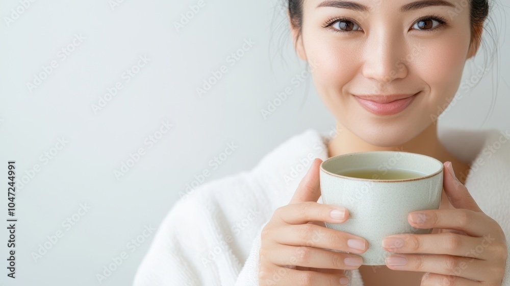 Beautiful Japanese Woman Holding Tea Cup Beautiful Japanese Woman Holding Tea Cup