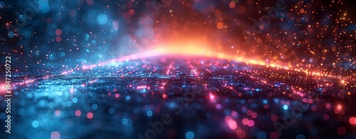 Futuristic hi-tech background. Cyberspace data transferring. Bokeh effect. Big data concept.